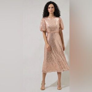 Sugarlips Rose Gold Sequin Kelsa Dress